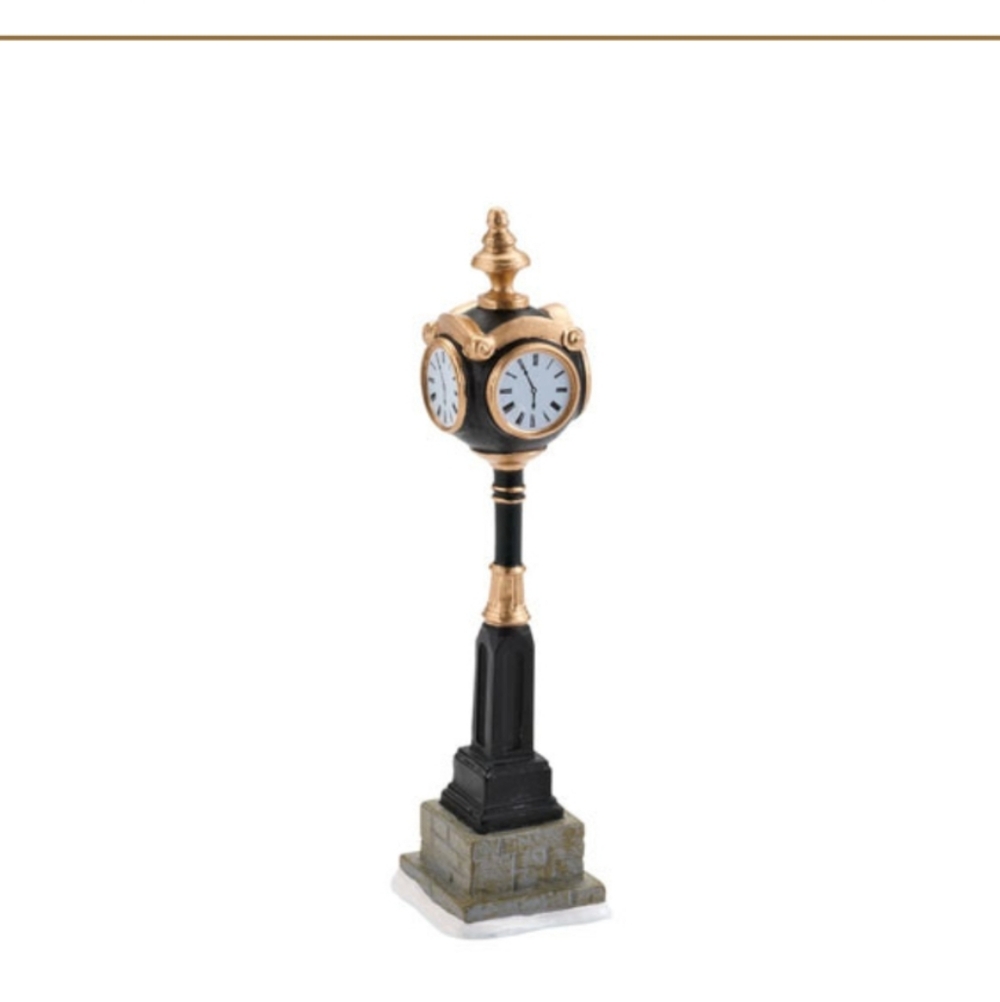 Department 56 Snow Village Uptown Clock 4025447 Black Gold Village Accessory